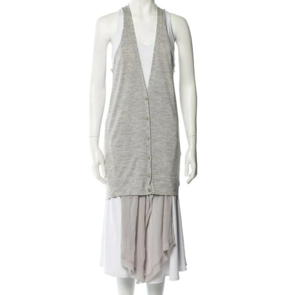 Kaufmanfranco Merino Wool Tunic | Plunging Neck | Gray | Medium | Designer - Picture 7 of 7